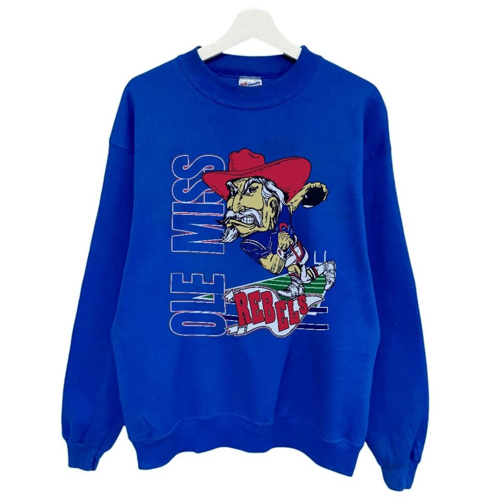Vintage Ole Miss Rebels Football Sweatshirt, University of Mississippi Shirt Tee